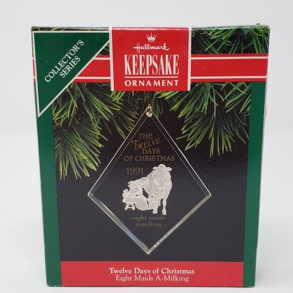 1991 Hallmark Eight Maids A-Milking 12 Days of Christmas Keepsake Ornament - Picture 1 of 4
